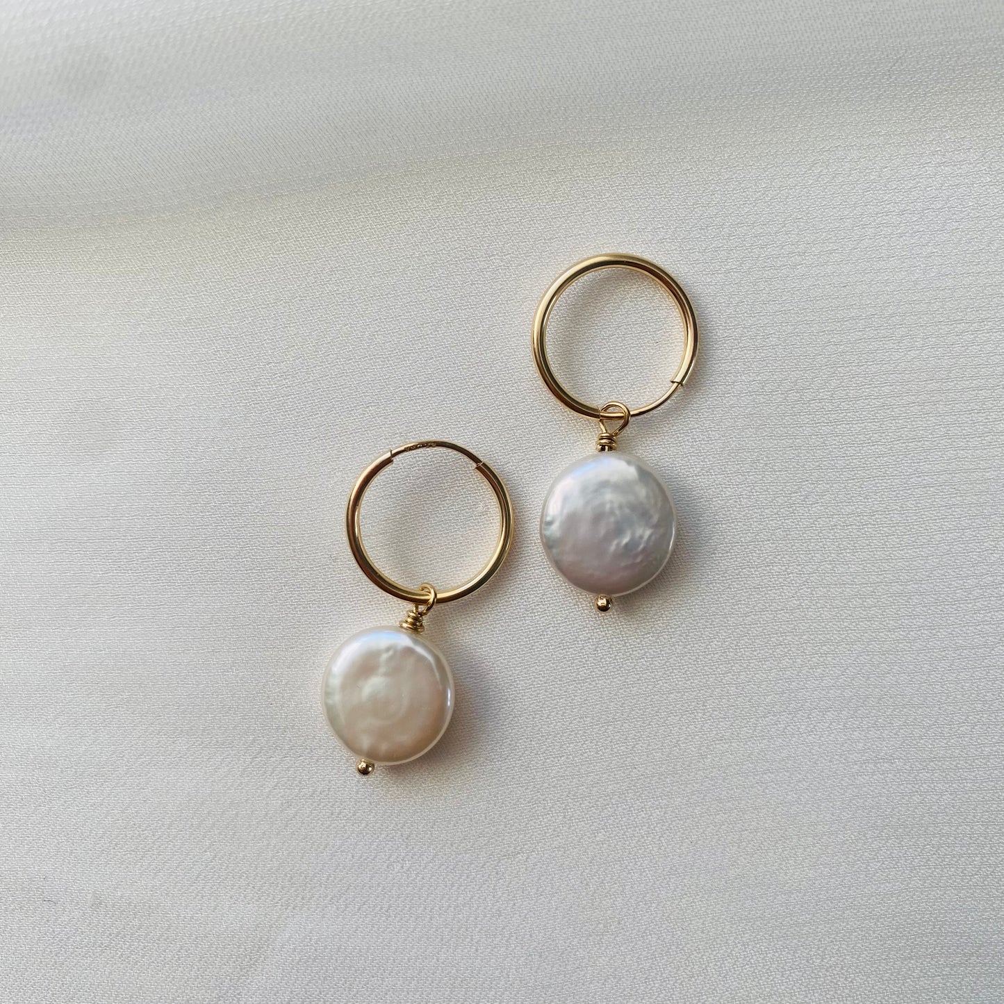 Coin Pearl Hoop Earrings