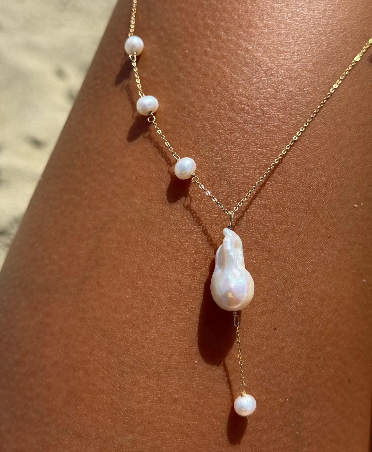 Asymmetrical Baroque Pearl Necklace