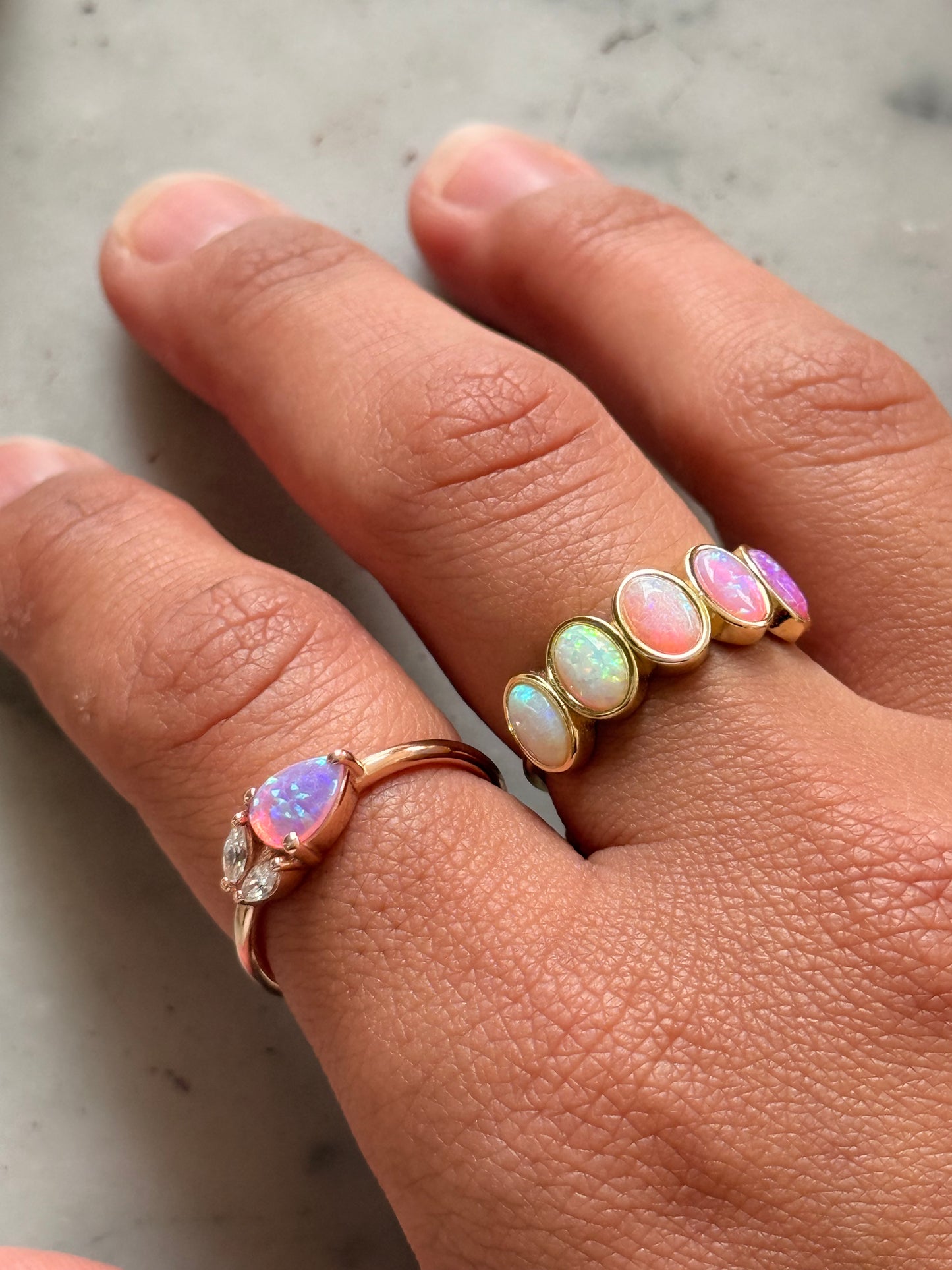 Pink Opal Leaflet Ring