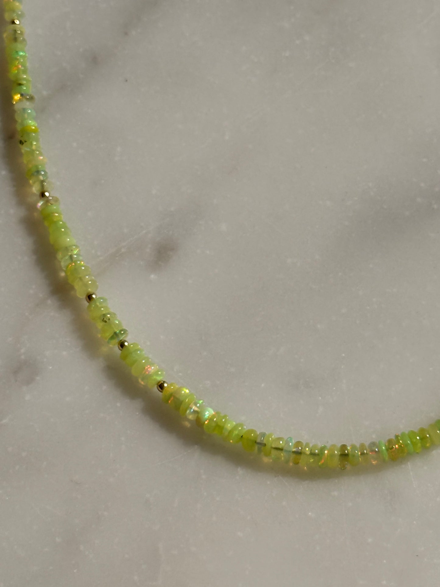 Lime Green Ethiopian Opal Necklace
