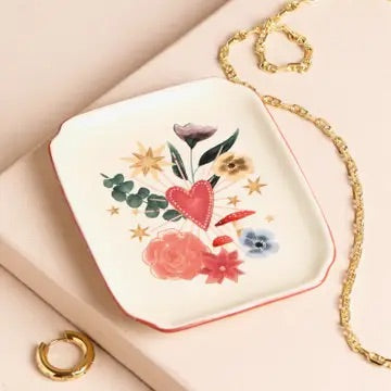 Floral heart jewelry tray