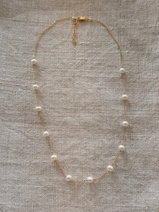Tin Cup Pearl Necklace