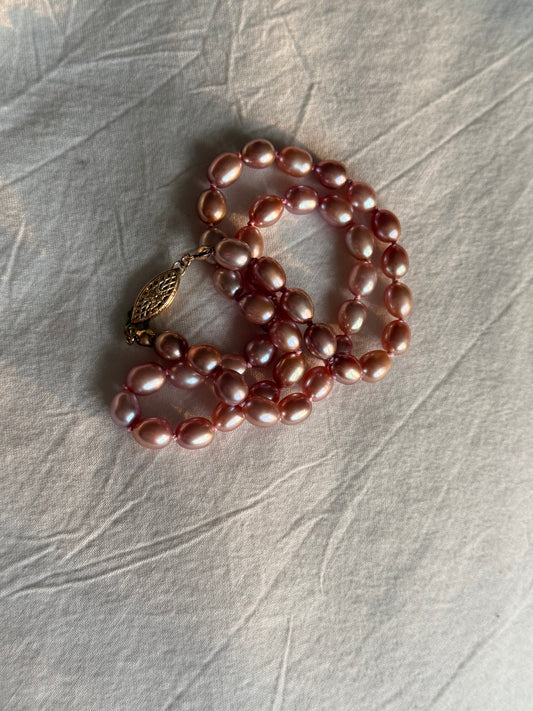 Silk-Knotted Blush Pearl Strand