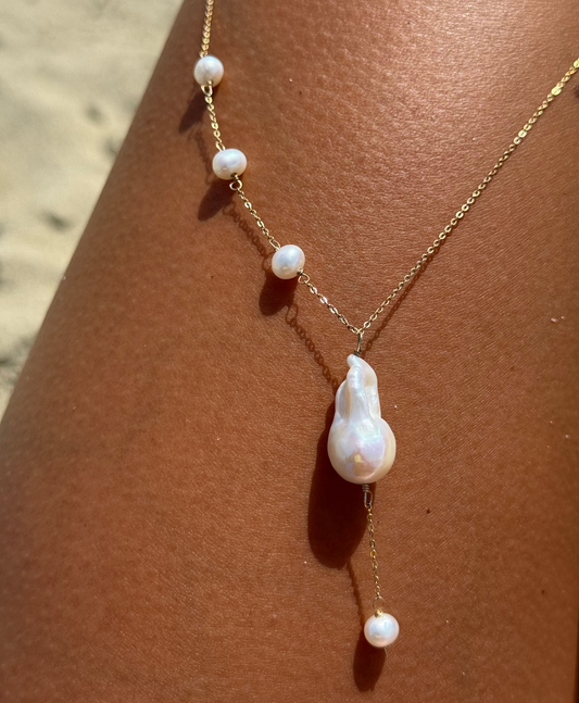 Asymmetrical Baroque Pearl Necklace