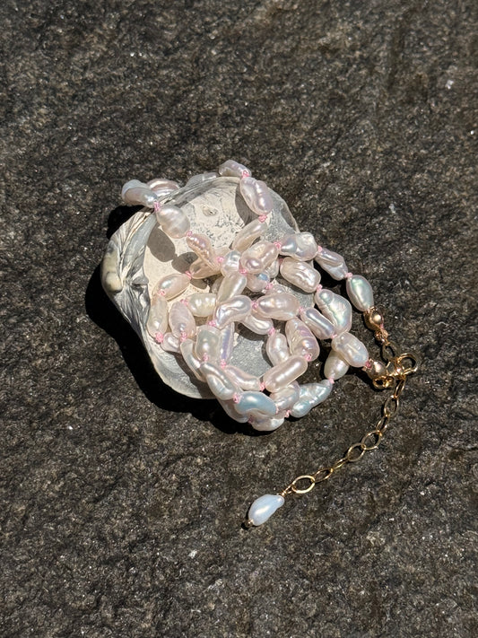 Silk-Knotted Keishi Pearl Strand