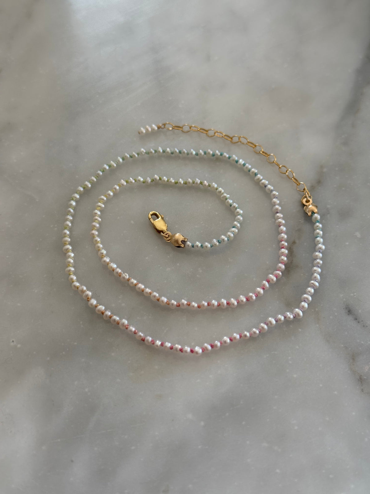 Rainbow Silk-Knotted Pearl Necklace
