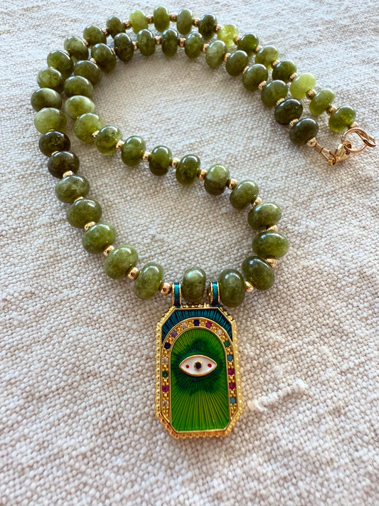 Jade Evil Eye Beaded Necklace