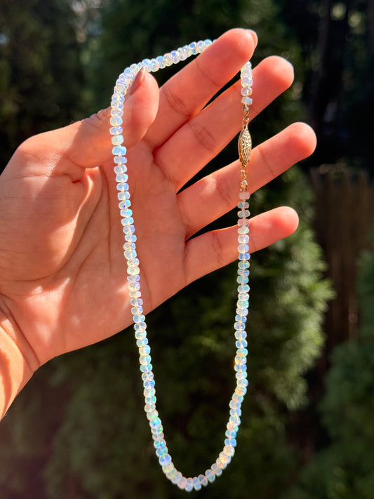 Silk-Knotted Ethiopian Opal Necklace