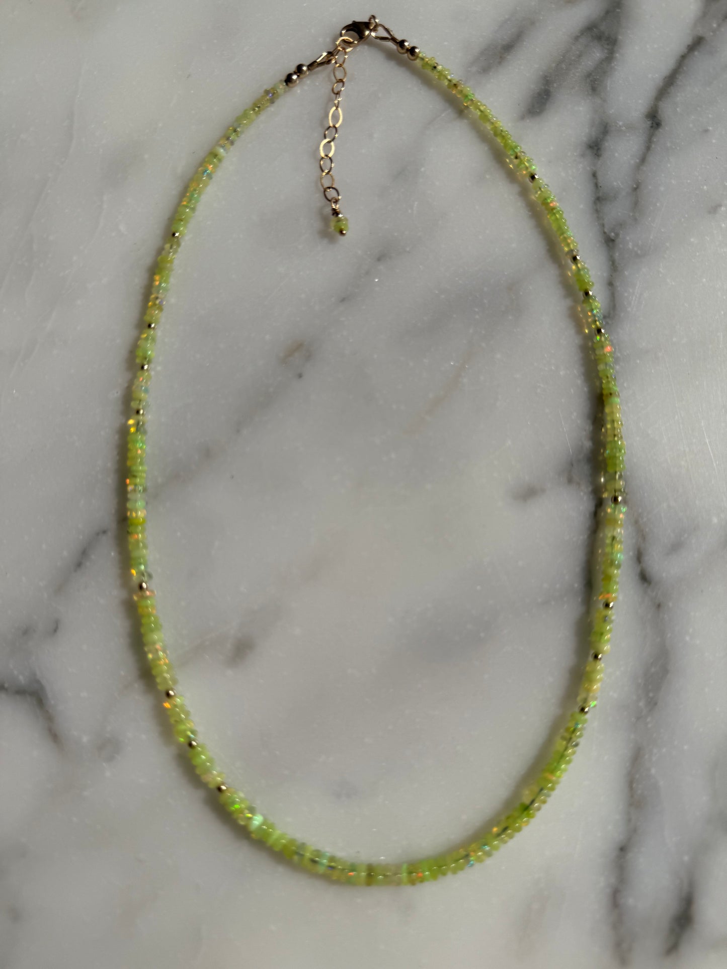 Lime Green Ethiopian Opal Necklace