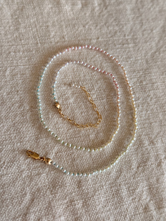 Rainbow Silk-Knotted Pearl Necklace
