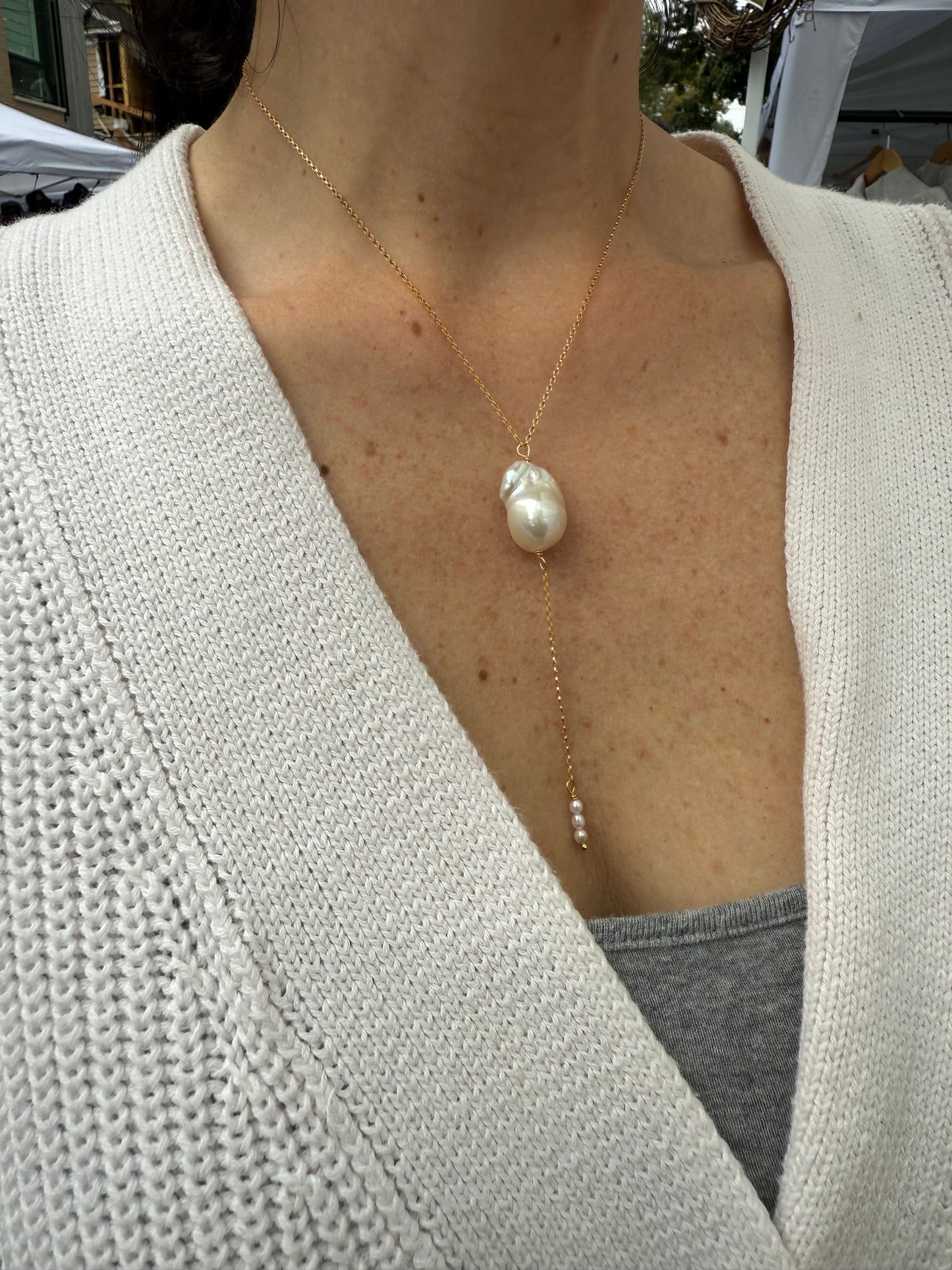 Pearl of Fortune Lariat Necklace