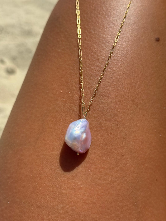 Pink Pearl Teardrop Necklace