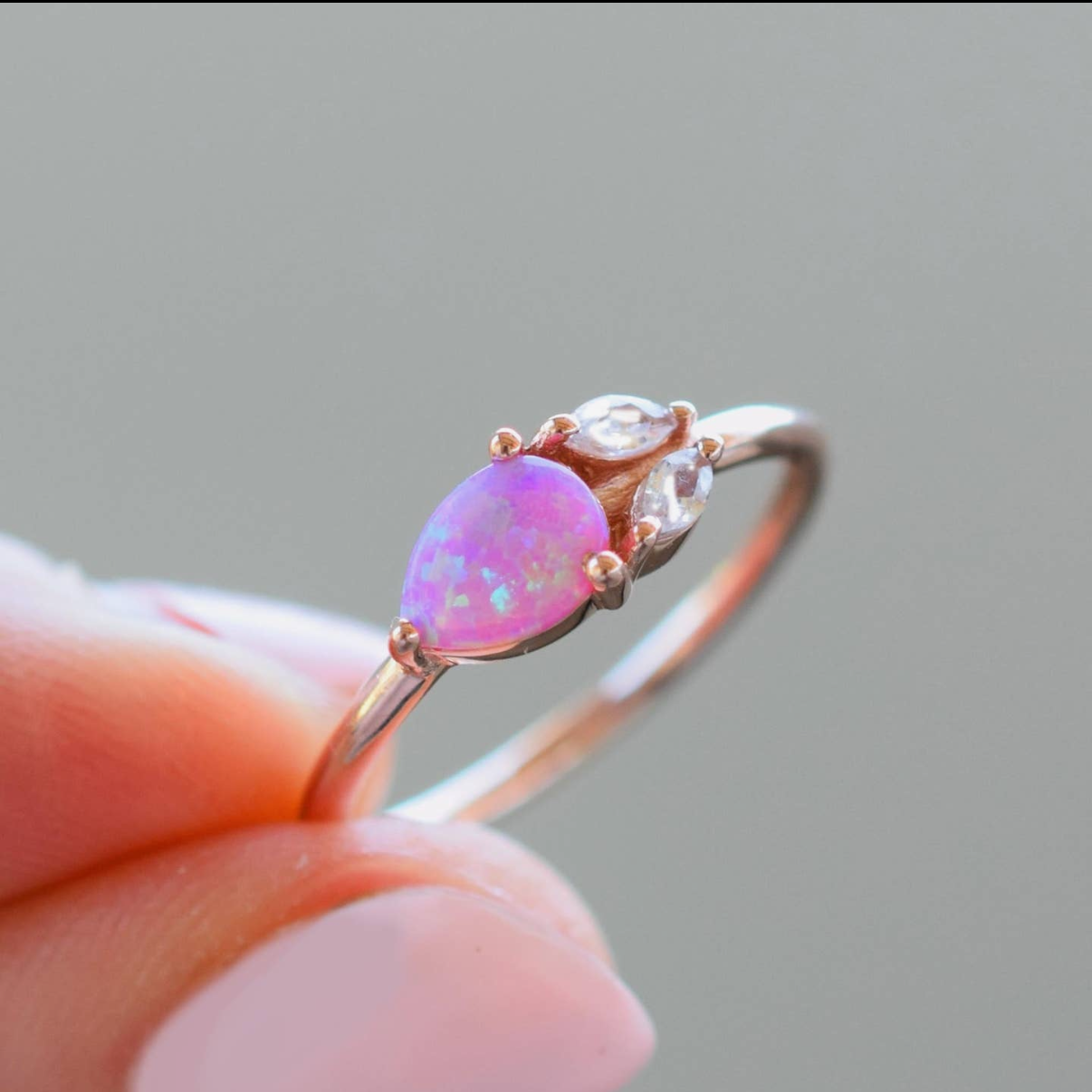 Pink Opal Leaflet Ring