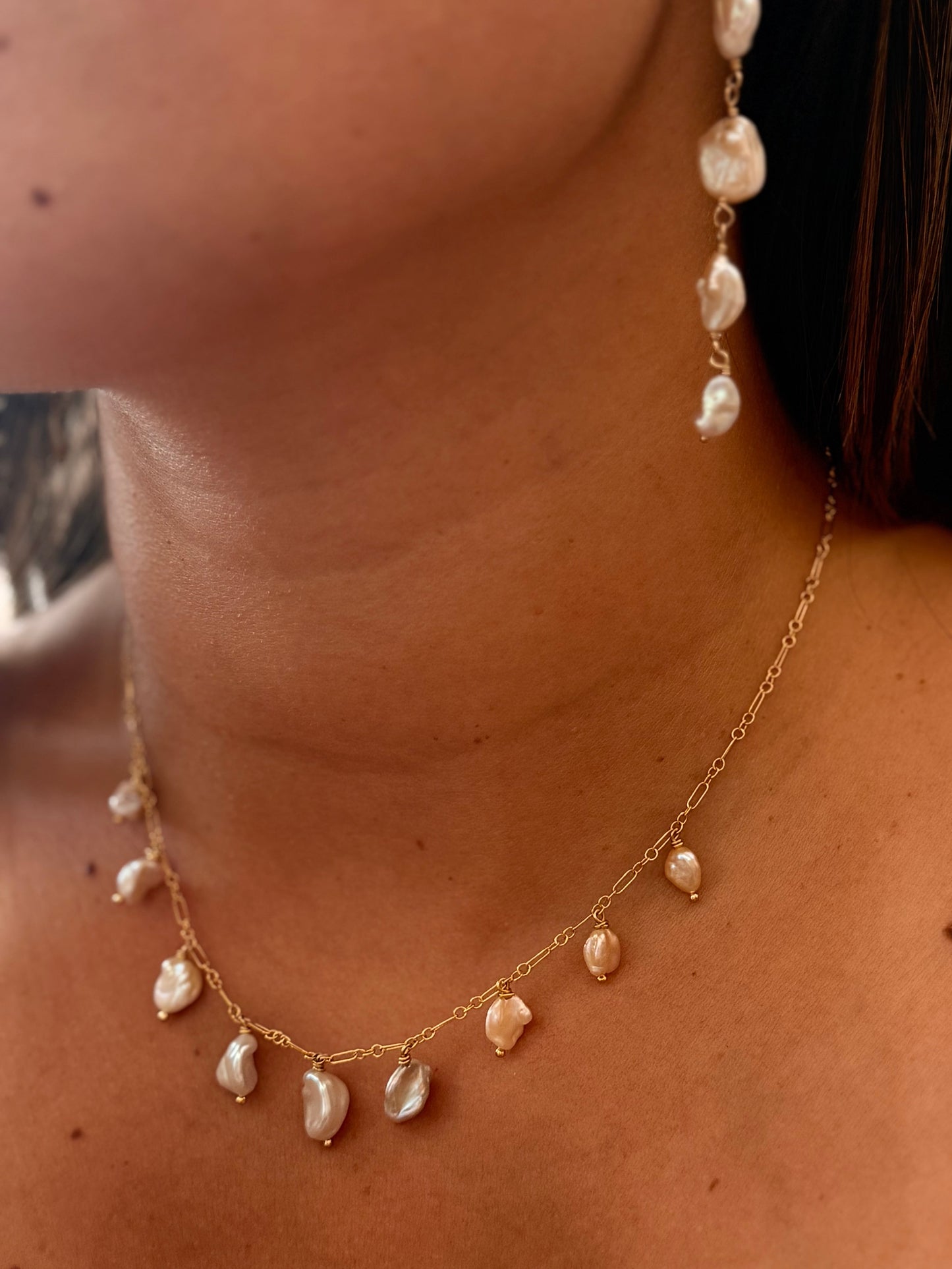 Keishi Pearl Fringe Necklace