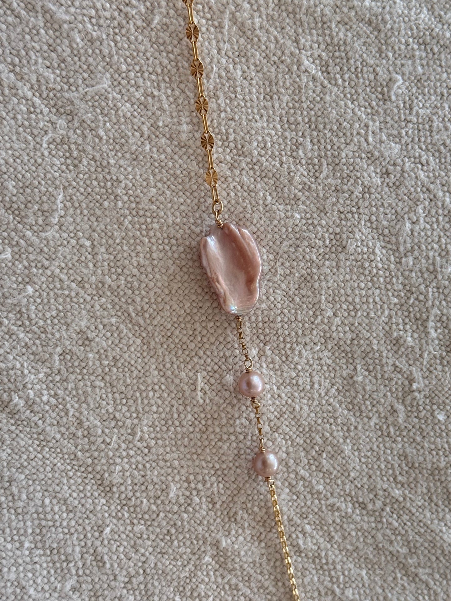 Asymmetrical Pink Pearl Bracelet