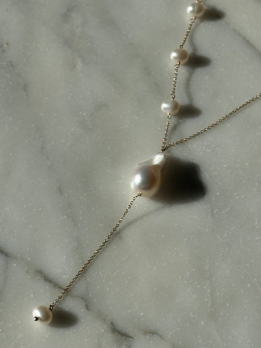 Asymmetrical Baroque Pearl Necklace