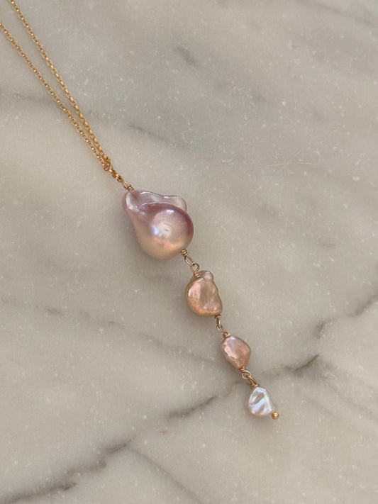 Blush Cascade Pearl Necklace